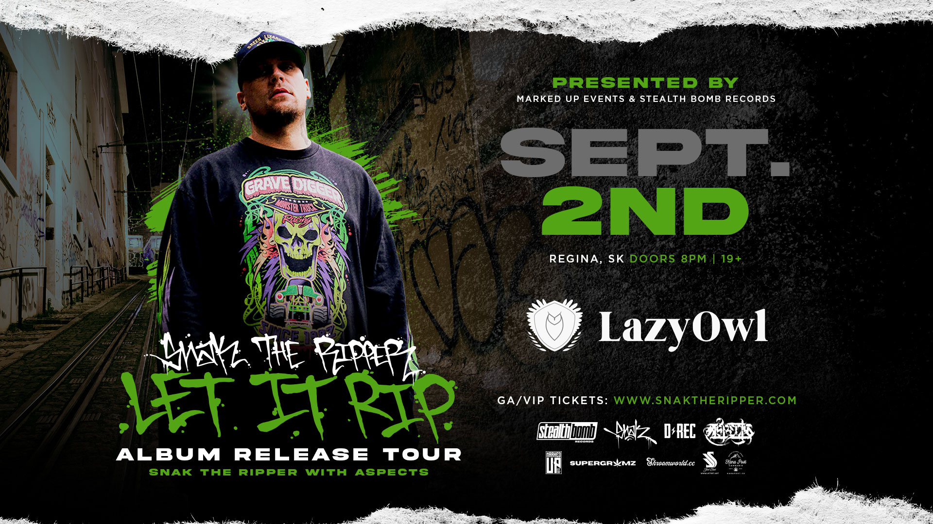 Snak The Ripper Live @ Lazy Owl (REGINA, SK) - 9/2/2022